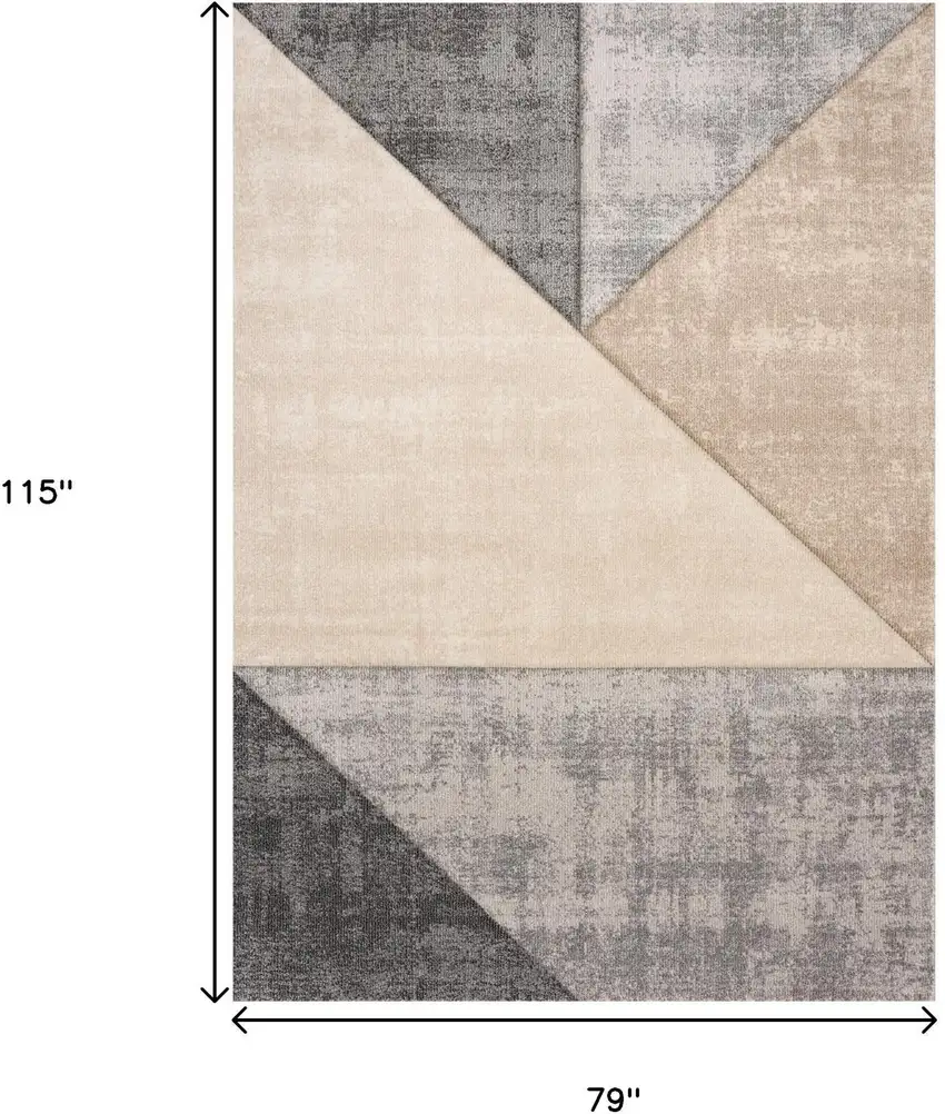 Gray Cream And Beige Geometric Area Rug Photo 3