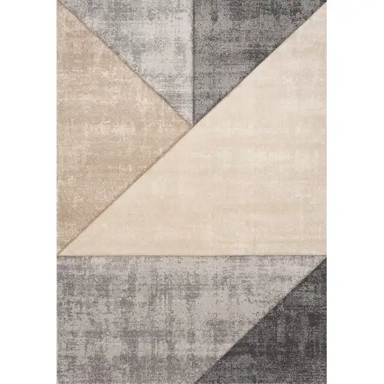 Gray Cream And Beige Geometric Area Rug Photo 4