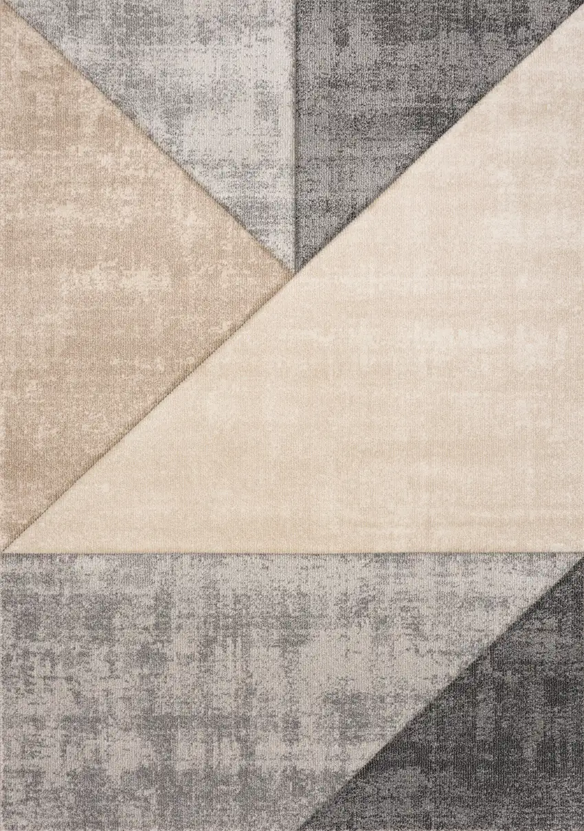 Gray Cream And Beige Geometric Area Rug Photo 4