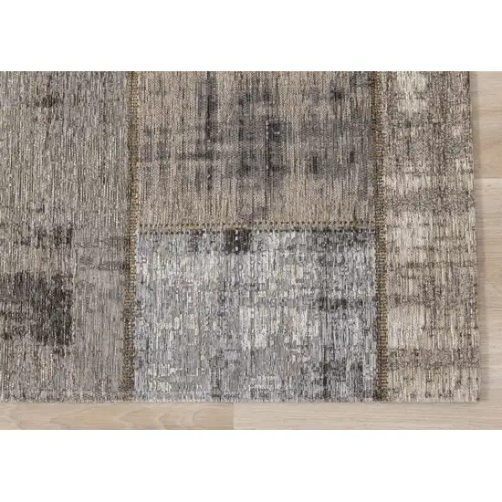 Gray Cream And Tan Abstract Area Rug Photo 7