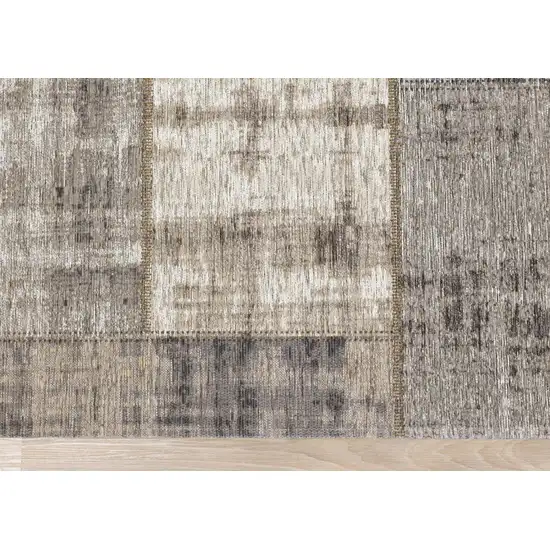 Gray Cream And Tan Abstract Area Rug Photo 9