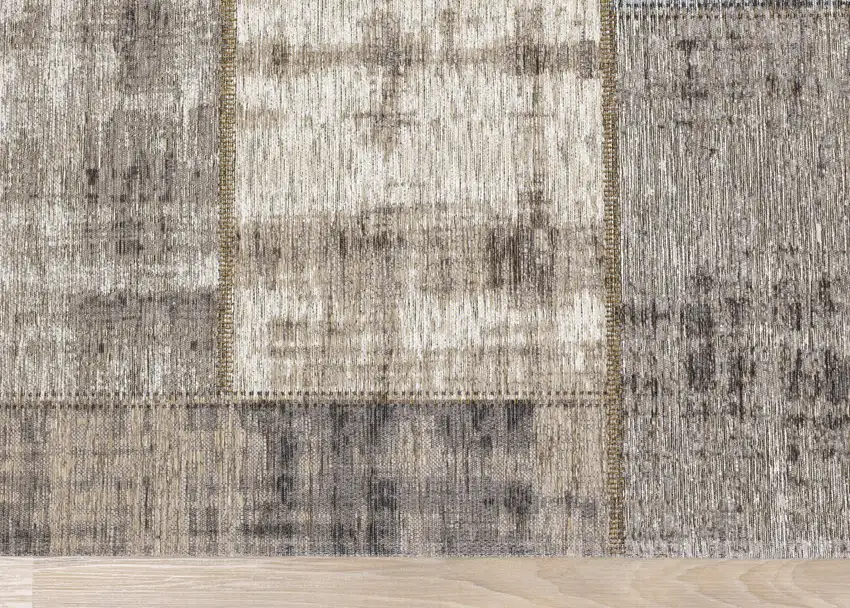 Gray Cream And Tan Abstract Area Rug Photo 9