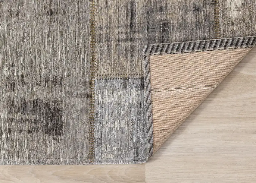 Gray Cream And Tan Abstract Area Rug Photo 8