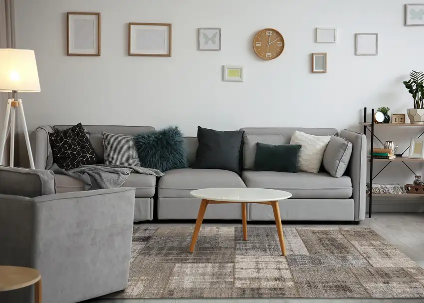 Gray Cream And Tan Abstract Area Rug Photo 5