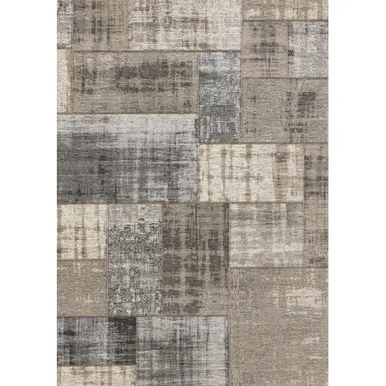Gray Cream And Tan Abstract Area Rug Photo 2