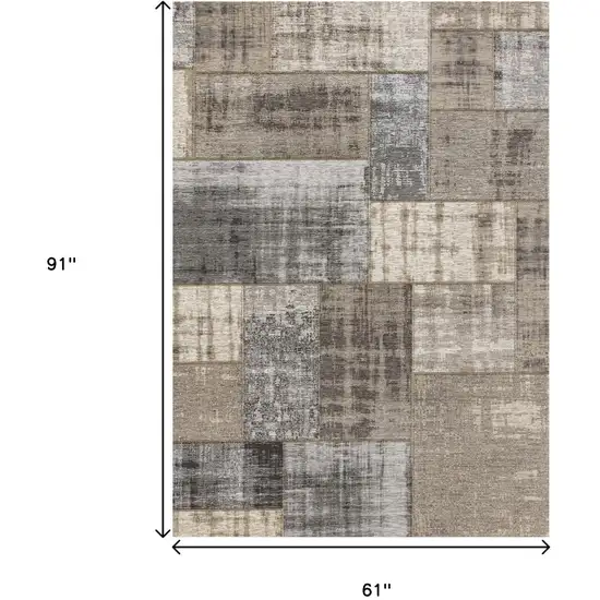 Gray Cream And Tan Abstract Area Rug Photo 3
