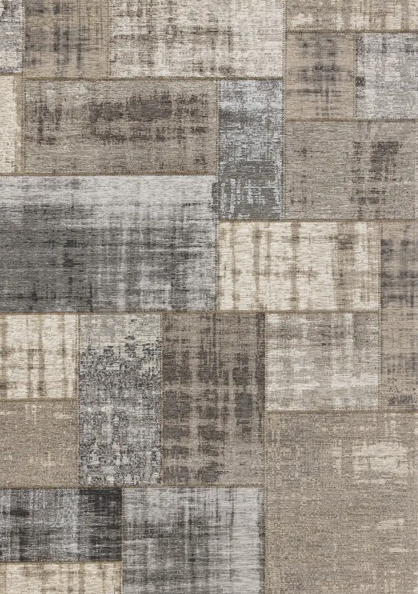 Gray Cream And Tan Abstract Area Rug Photo 2