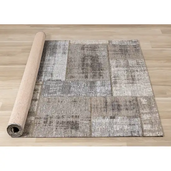 Gray Cream And Tan Abstract Area Rug Photo 9