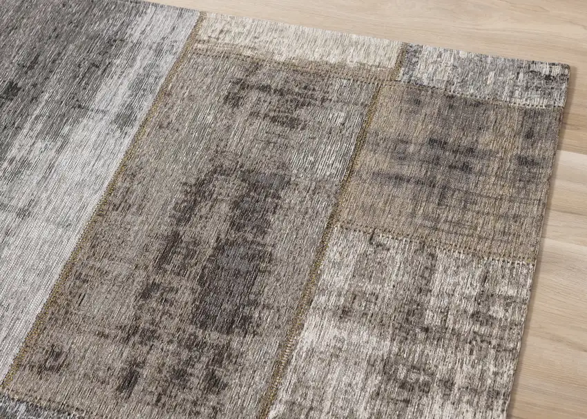 Gray Cream And Tan Abstract Area Rug Photo 7