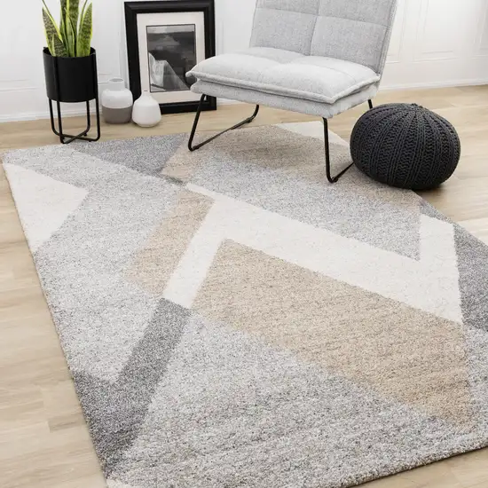 Gray Cream And Tan Geometric Area Rug Photo 4