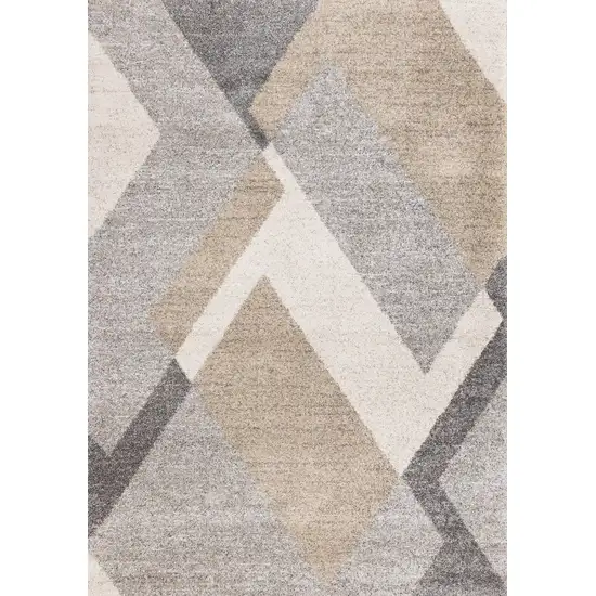 Gray Cream And Tan Geometric Area Rug Photo 2