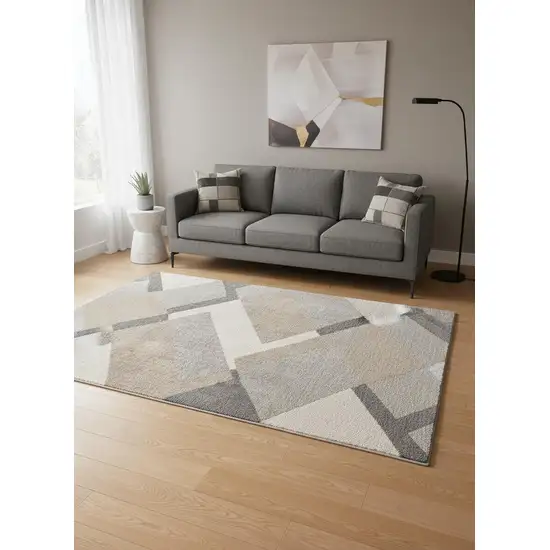 Gray Cream And Tan Geometric Area Rug Photo 1