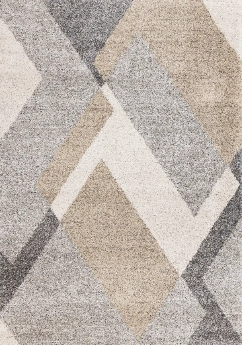 Gray Cream And Tan Geometric Area Rug Photo 2