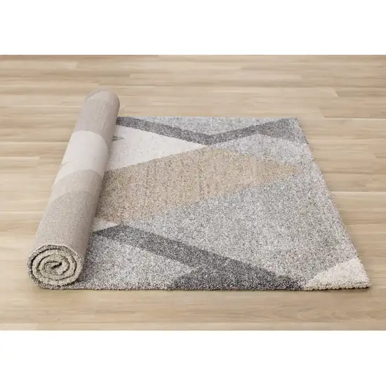 Gray Cream And Tan Geometric Area Rug Photo 9