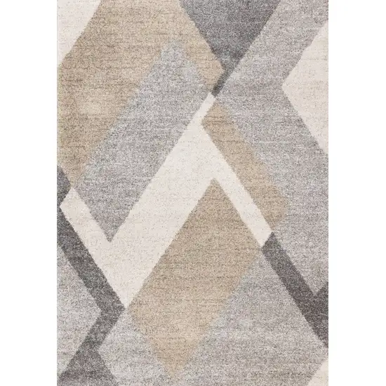 Gray Cream And Tan Geometric Area Rug Photo 4