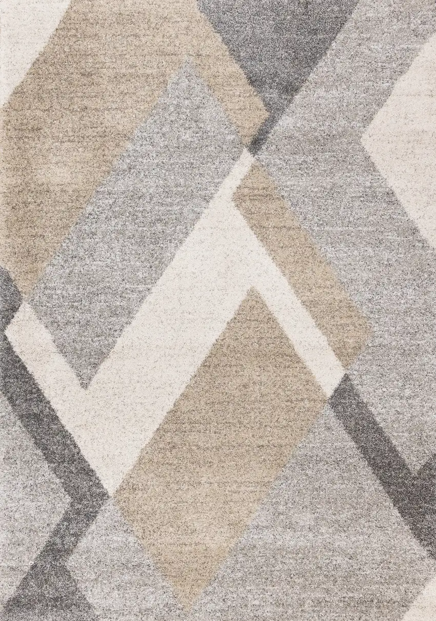 Gray Cream And Tan Geometric Area Rug Photo 4