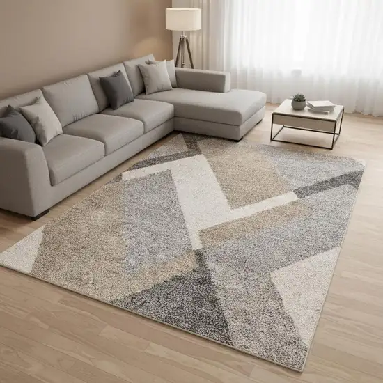 Gray Cream And Tan Geometric Area Rug Photo 1