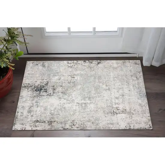 Gray Cream And Taupe Abstract Distressed Stain Resistant Area Rug Photo 1