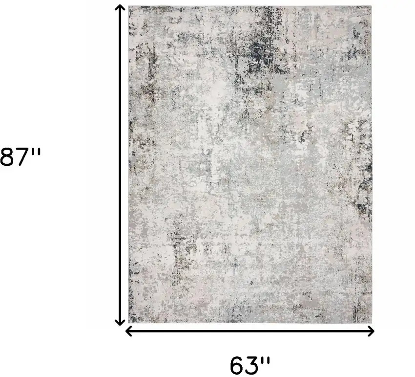 Gray Cream And Taupe Abstract Distressed Stain Resistant Area Rug Photo 6
