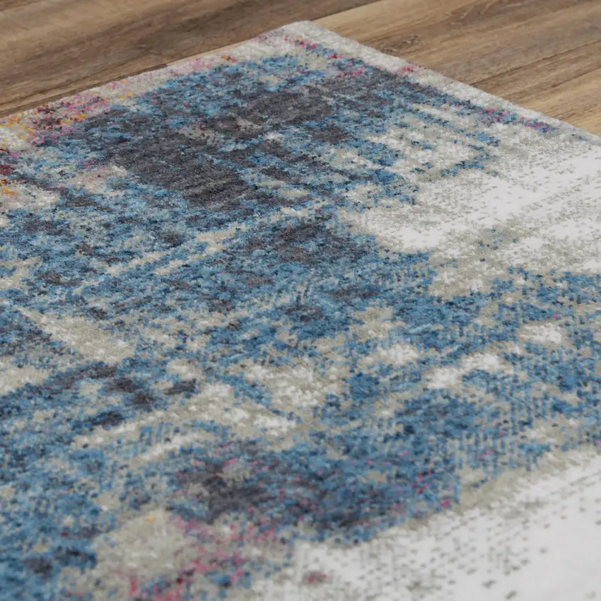 Gray Cream Red Blue Purple Pink And Ivory Abstract Hand Carved Handmade Area Rug Photo 5