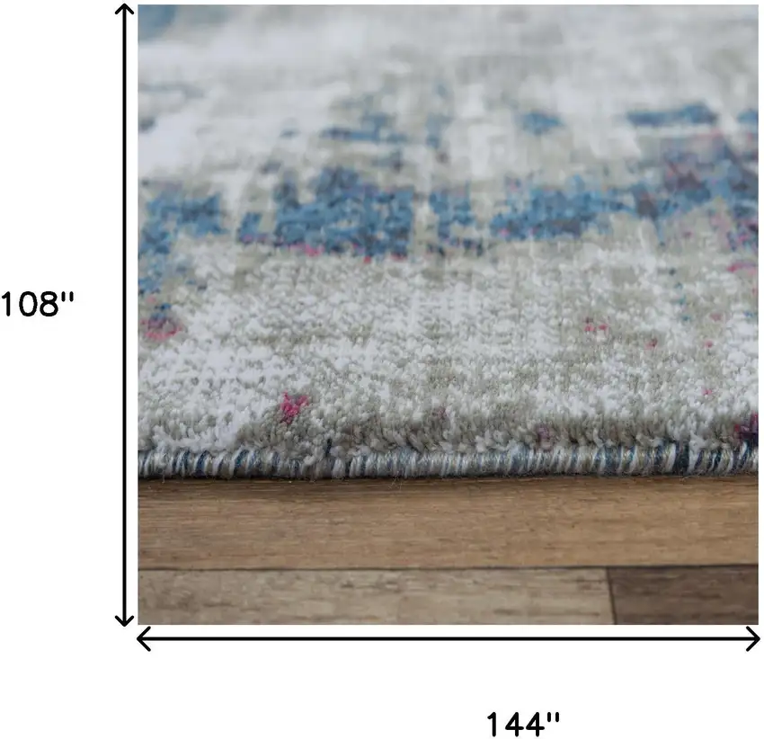 Gray Cream Red Blue Purple Pink And Ivory Abstract Hand Carved Handmade Area Rug Photo 6