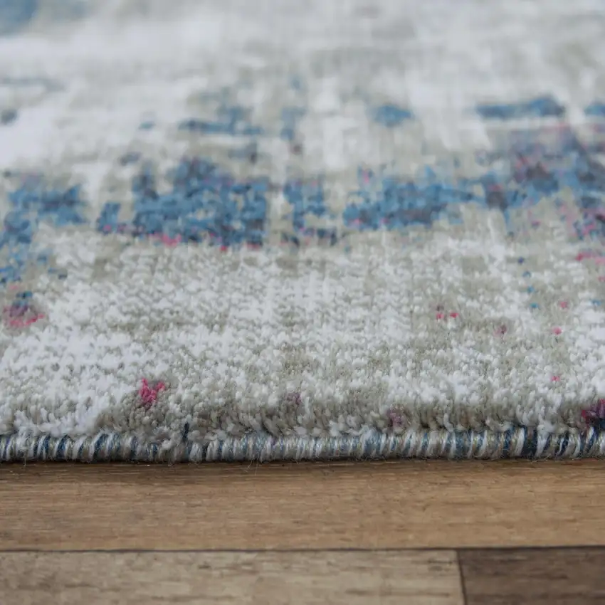 Gray Cream Red Blue Purple Pink And Ivory Abstract Hand Carved Handmade Area Rug Photo 1