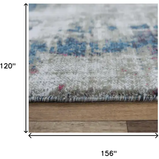 Gray Cream Red Blue Purple Pink And Ivory Abstract Hand Carved Handmade Area Rug Photo 6