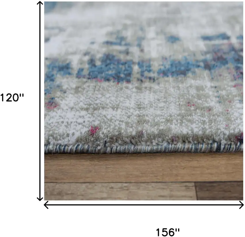 Gray Cream Red Blue Purple Pink And Ivory Abstract Hand Carved Handmade Area Rug Photo 6