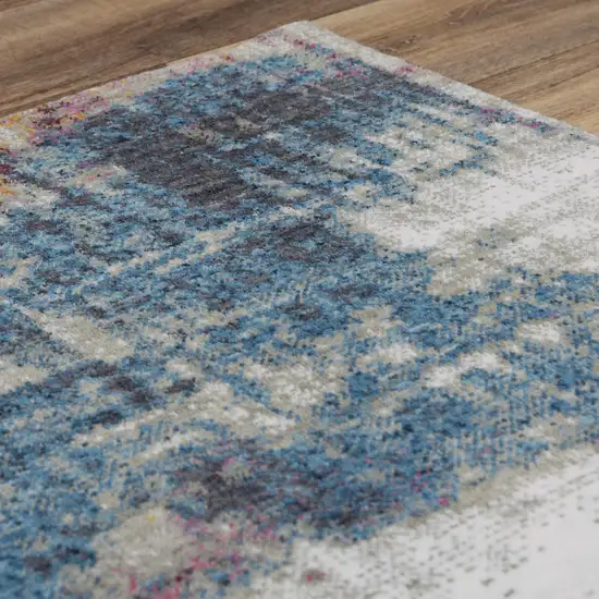 Gray Cream Red Blue Purple Pink And Ivory Abstract Hand Carved Handmade Area Rug Photo 5