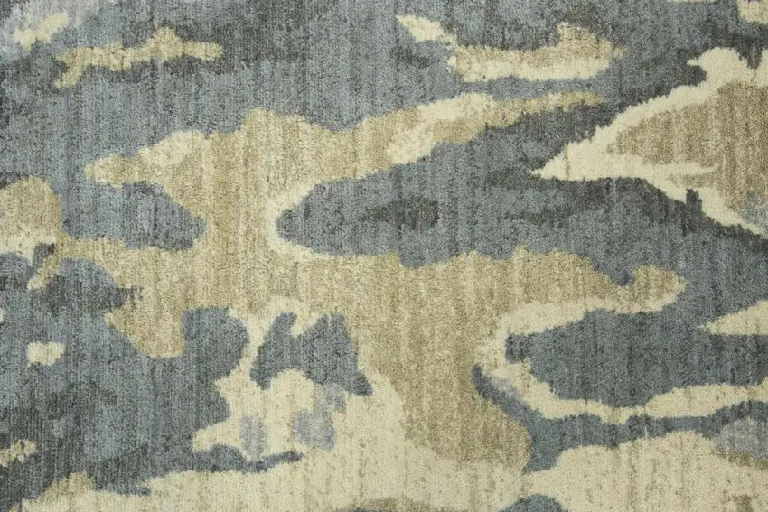 Gray Cream Yellow And Teal New Zealand Lambs Wool Abstract Hand Carved Handmade Area Rug Photo 5