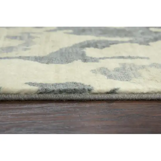 Gray Cream Yellow And Teal New Zealand Lambs Wool Abstract Hand Carved Handmade Area Rug Photo 1