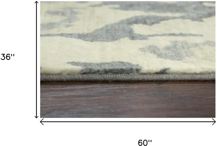 Gray Cream Yellow And Teal New Zealand Lambs Wool Abstract Hand Carved Handmade Area Rug Photo 6
