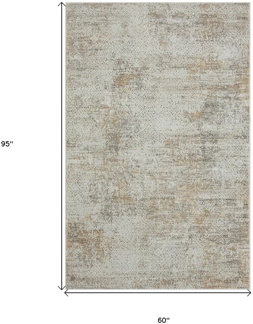 Gray Damask Distressed Area Rug Photo 8