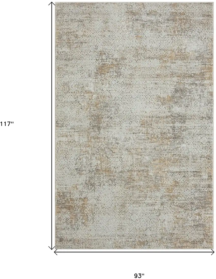 Gray Damask Distressed Area Rug Photo 8