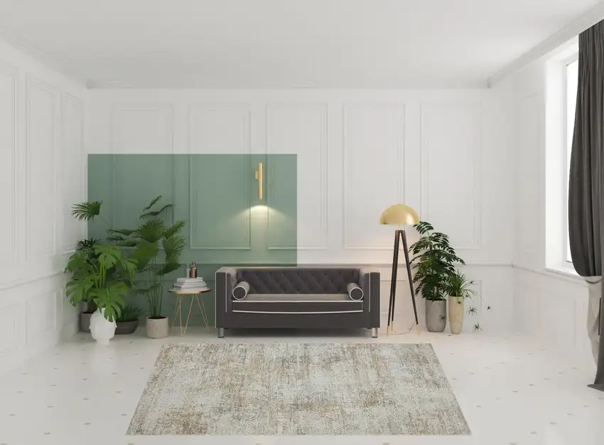 Gray Damask Distressed Area Rug Photo 2