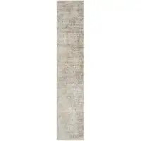 Photo of Gray Damask Distressed Runner Rug