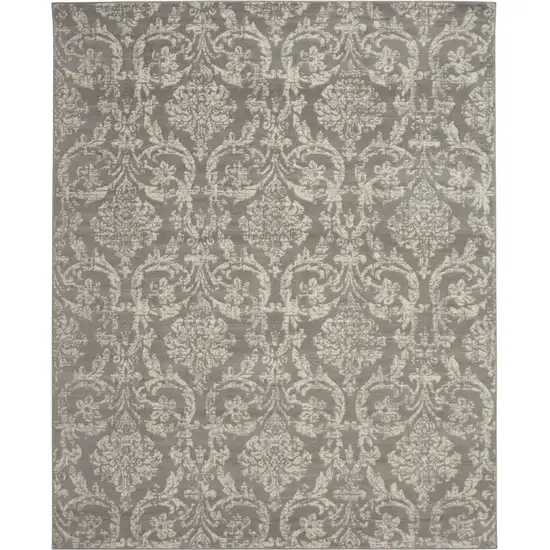Gray Damask Power Loom Area Rug Photo 9