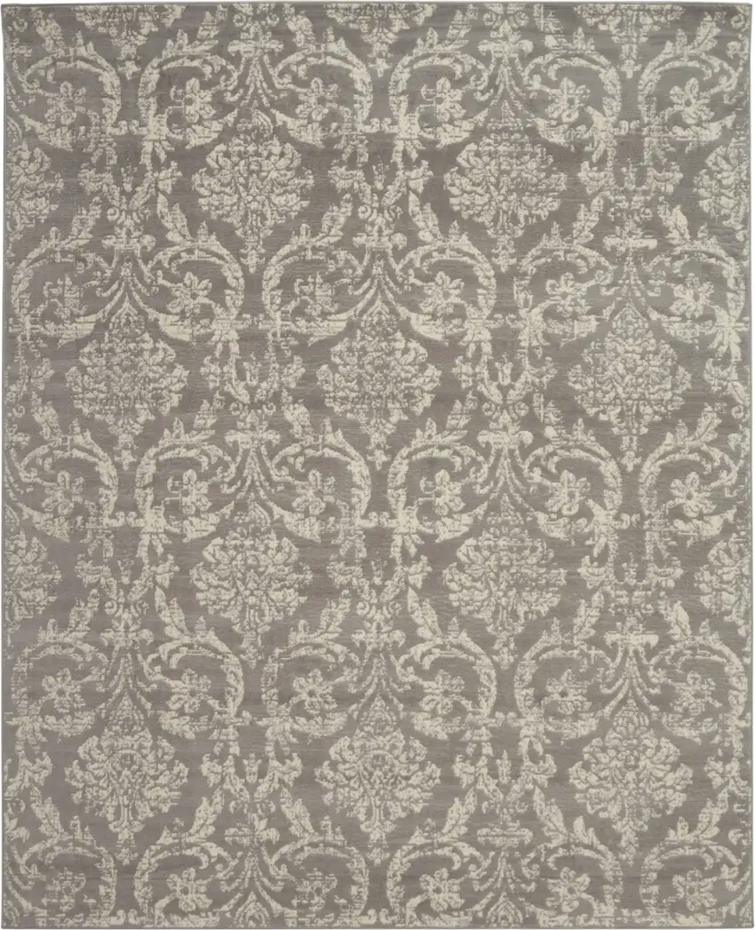 Gray Damask Power Loom Area Rug Photo 9