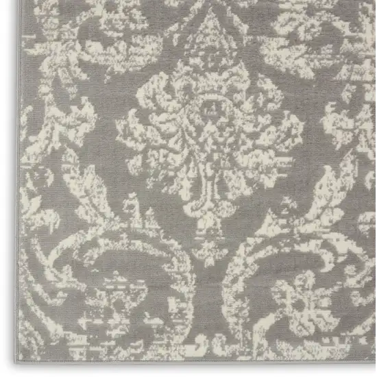 Gray Damask Power Loom Area Rug Photo 8