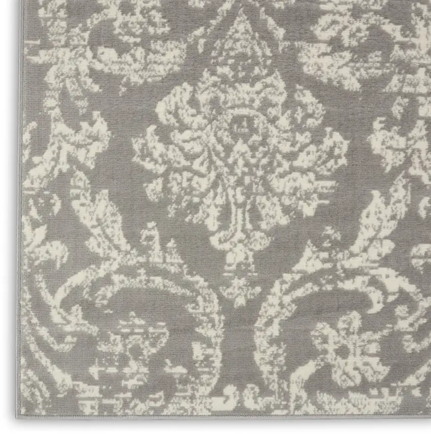 Gray Damask Power Loom Area Rug Photo 8