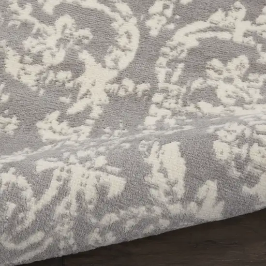Gray Damask Power Loom Area Rug Photo 8
