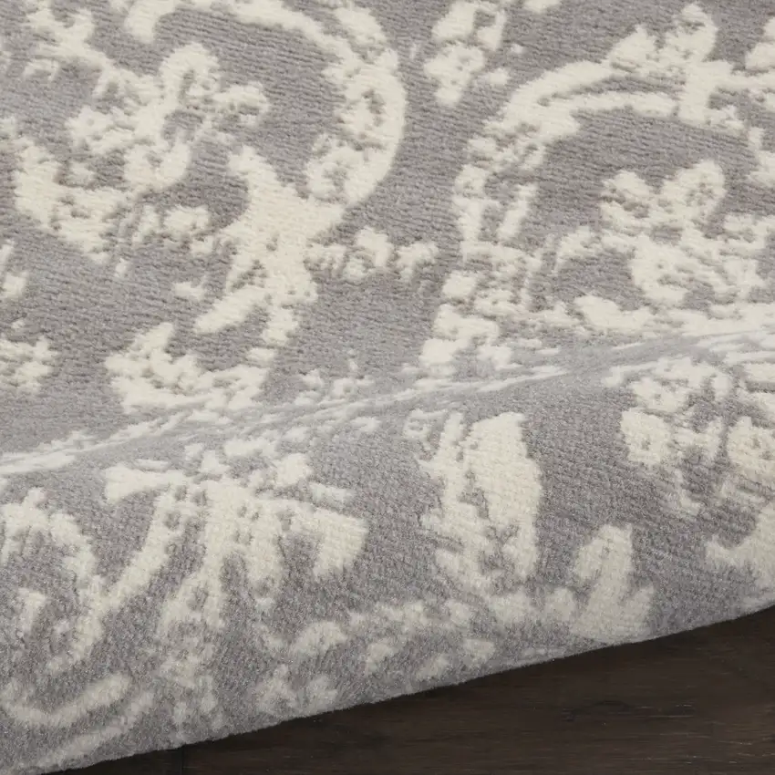 Gray Damask Power Loom Area Rug Photo 8