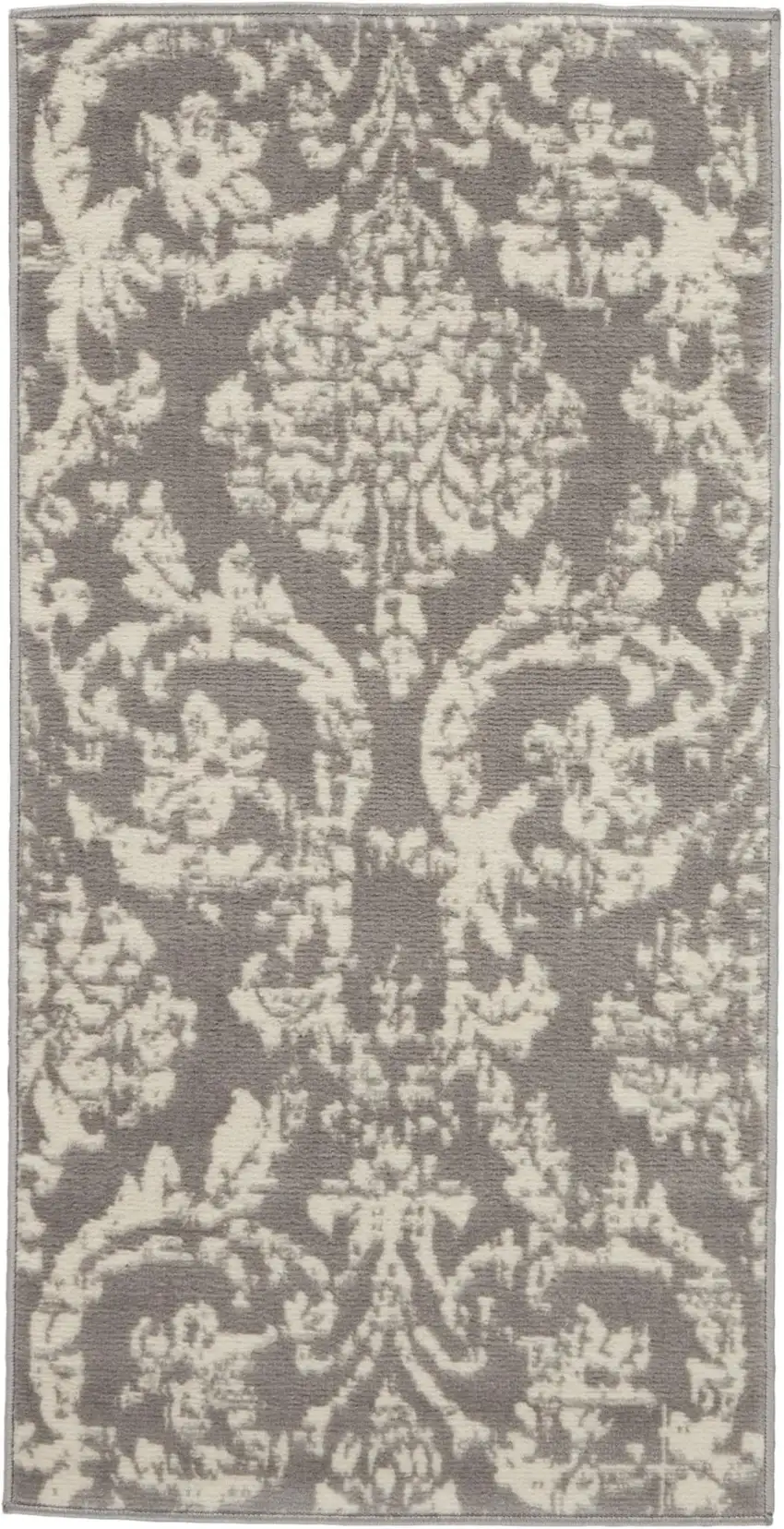 Gray Damask Power Loom Area Rug Photo 8
