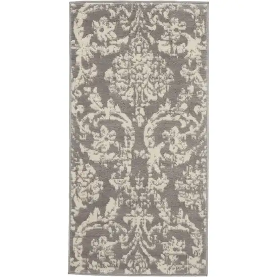 Gray Damask Power Loom Area Rug Photo 8