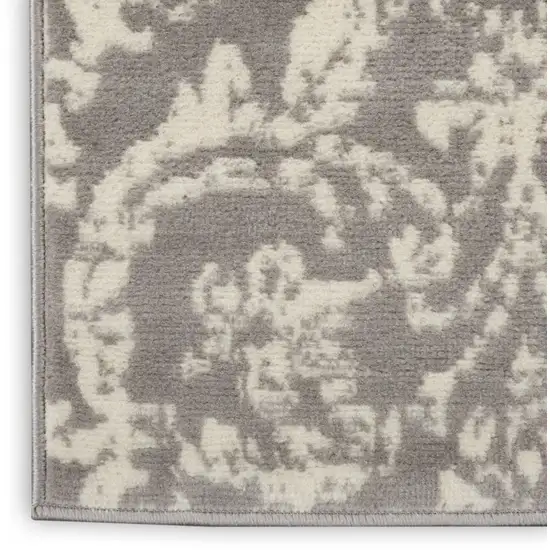Gray Damask Power Loom Area Rug Photo 9