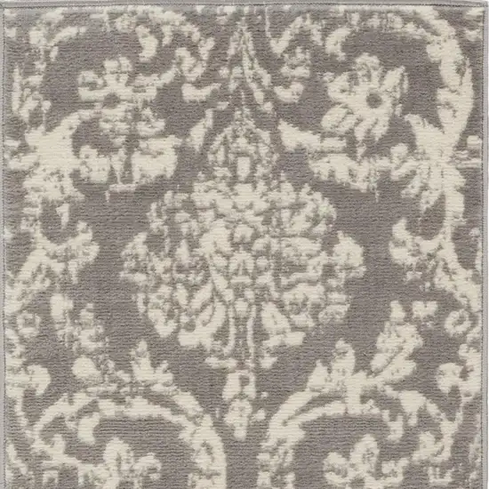 Gray Damask Power Loom Area Rug Photo 3
