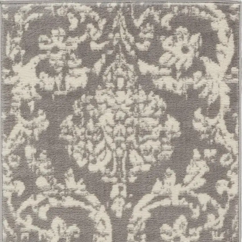 Gray Damask Power Loom Area Rug Photo 3