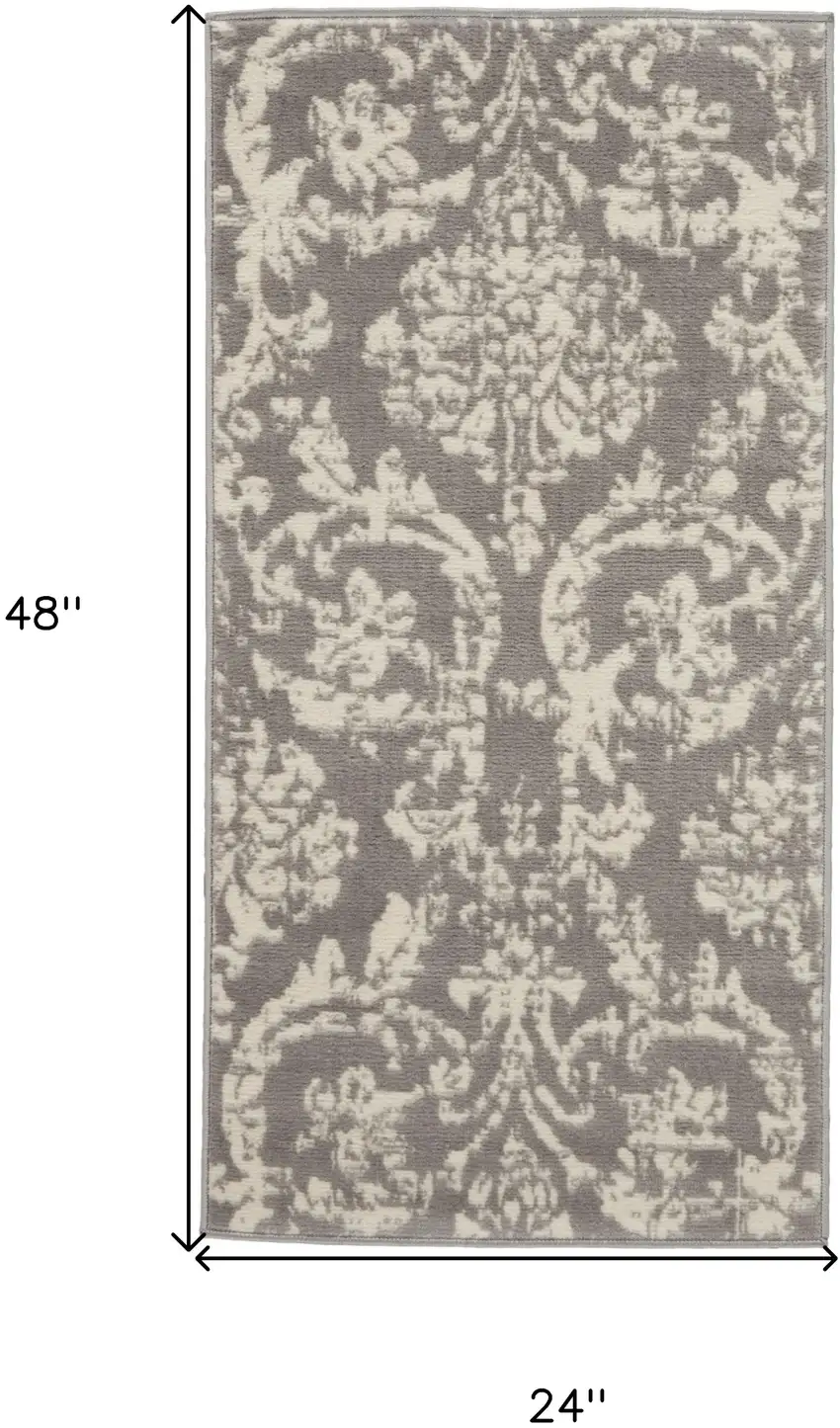 Gray Damask Power Loom Area Rug Photo 6