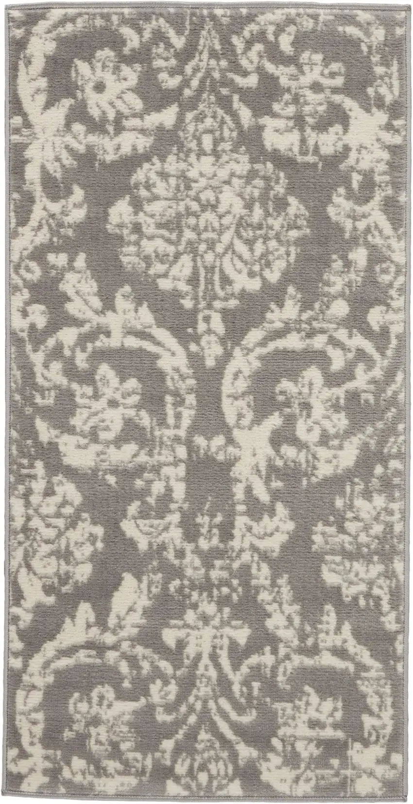 Gray Damask Power Loom Area Rug Photo 1