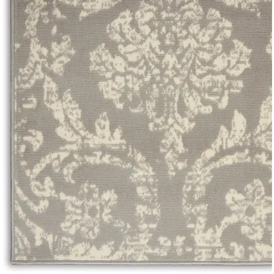 Gray Damask Power Loom Area Rug Photo 8